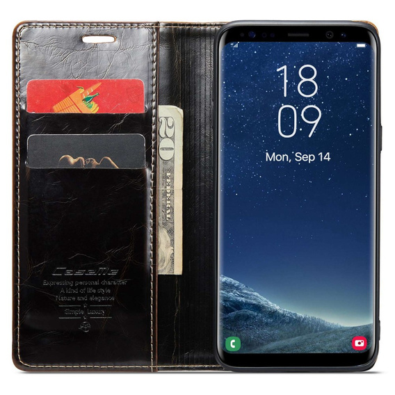 CASEME flipové pouzdro pro Samsung Galaxy S8+ Plus, Waxy Textured, káva