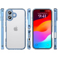 Pouzdro pro iPhone 17, s krytem fotoaparátu, průhledné s modrými boky