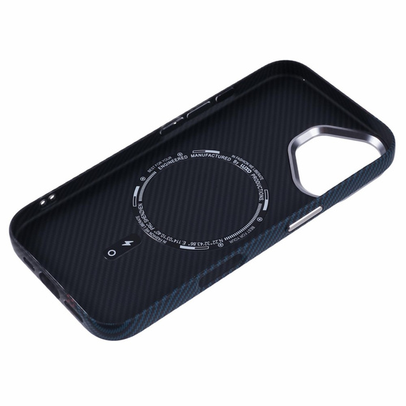 Pouzdro pro iPhone 16 Plus, Carbon Fiber MagSafe, černá / modrá