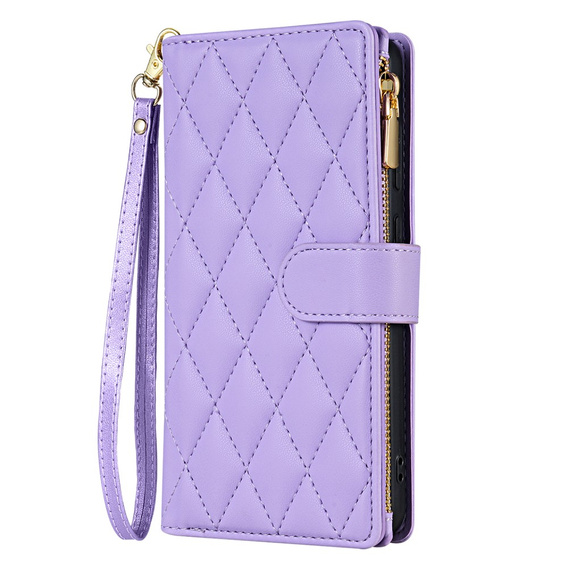 Pouzdro s klopou pro Samsung Galaxy A56 5G, Rhombus Crossbody Leather, fialové