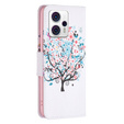 Klopové pouzdro pro Motorola Moto G53 5G / G23 / G13, Wallet, colorful tree, bílé