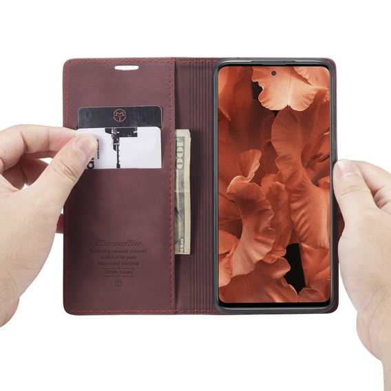 Pouzdro CASEME pro Xiaomi do Redmi Note 9s / 9 Pro, Leather Wallet Case, kaštanové