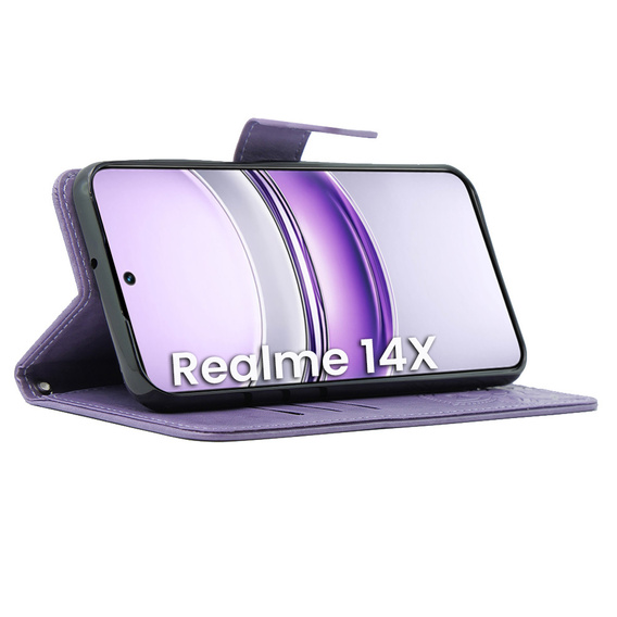 Klopové pouzdro pro Realme 14X / Realme C75, Butterfly, fialové
