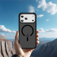 Matné pouzdro pro iPhone 17 Pro Max, pancéřované, pro MagSafe, kouřové s černými boky