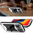 Pouzdro pro iPhone 14, R-JUST CamShield Slide, pancéřované, stříbrné / černé