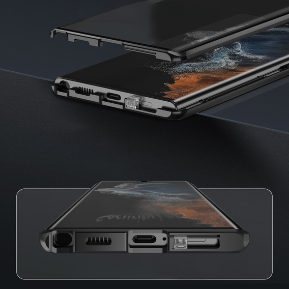 Pouzdro pro Samsung Galaxy S23 Ultra, Magnetic Dual Glass, černé