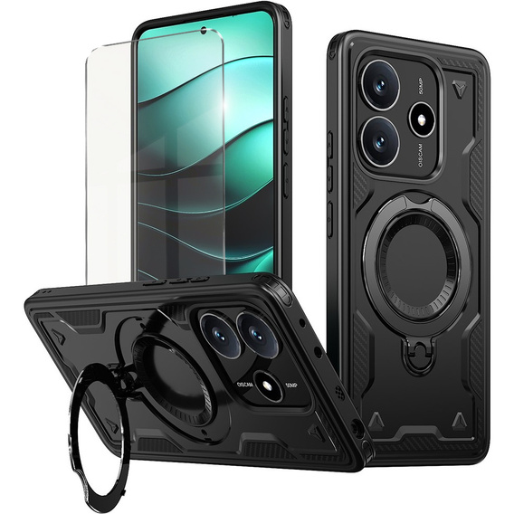 Pouzdro pro Xiaomi Redmi Note 14 5G, Military MagSafe, černé + 9H sklo