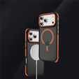Matné pouzdro pro iPhone 17 Pro, pancéřované, pro MagSafe, kouřové s oranžovými boky