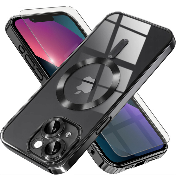 Pouzdro pro iPhone 13, Electro MagSafe, černé + sklo na displej