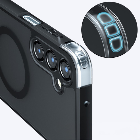 Pouzdro pro Samsung Galaxy A16, pro MagSafe, ERBORD Matt Case, černé + sklo na displej