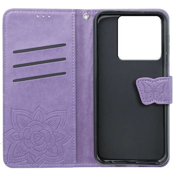 Klopové pouzdro pro Xiaomi Poco X6 5G, Butterfly, fialové