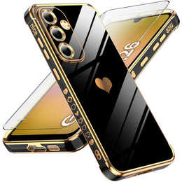 Pouzdro pro Samsung Galaxy A26, Electro heart, černé + sklo 9H