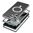 Magnetické pouzdro Dual Glass MagSafe pro Samsung Galaxy S24 Ultra, stříbrné