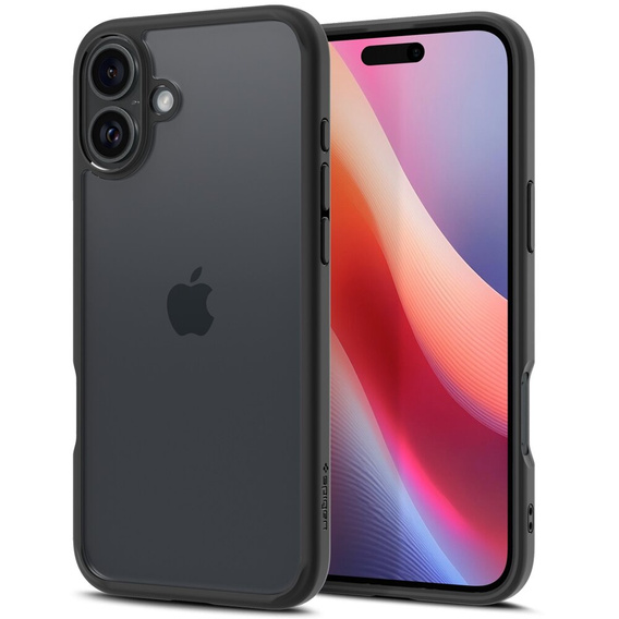 Pouzdro Spigen pro iPhone 16 Plus, Ultra Hybrid, černé + 9H tvrzené sklo