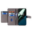 Klopové pouzdro pro OnePlus 12 5G, Wallet Zipper Pocket, šedé