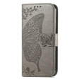 Klopové pouzdro pro Xiaomi Redmi 12C, Butterfly, šedé