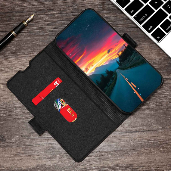 Klopové pouzdro pro Oppo A57s, Wallet Thin Magnet, černé