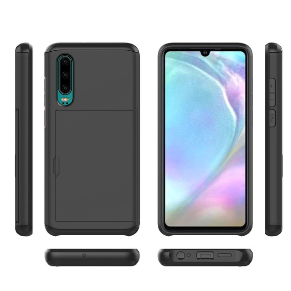 Pouzdro pro Huawei P30, Sliding Card Holder, černé
