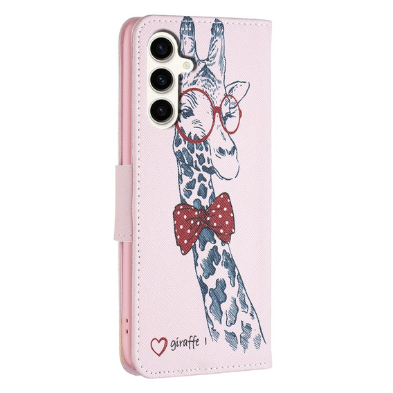 Klopové pouzdro pro Samsung Galaxy S23 FE, Wallet, Giraffe růžové