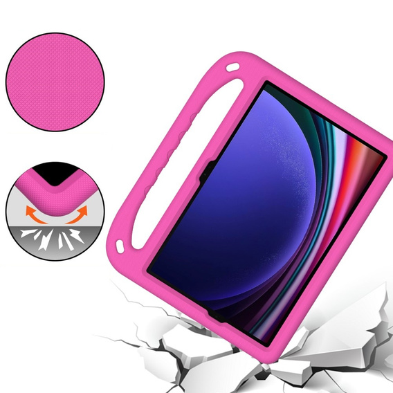 Dětské pouzdro pro Samsung Galaxy Tab S10 Lite / S10 FE / S9 FE, s rukojetí, růžové