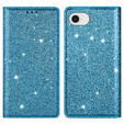 Flipové pouzdro pro iPhone 16E, Card Slot Glittery, modré