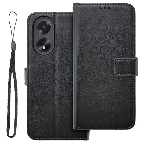 Klopové pouzdro pro Oppo A38 4G / Oppo A18 4G, Crazy Horse Wallet, černé