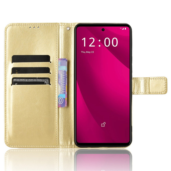 Klopové pouzdro pro T Phone 2 Pro 5G, Crazy Horse Wallet, zlaté