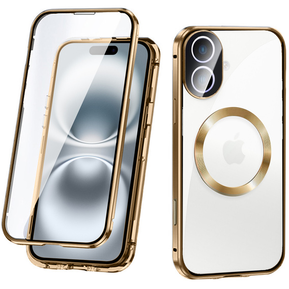 Magnetické pouzdro Dual Glass MagSafe pro iPhone 16, zlaté