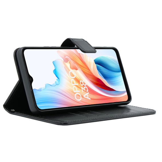 Klopové pouzdro pro Oppo A38 4G / Oppo A18 4G, Crazy Horse Wallet, černé
