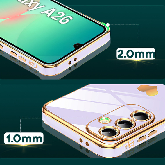 Pouzdro pro Samsung Galaxy A26, Electro heart, fialové + sklo 9H