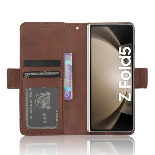 Klopové pouzdro pro Samsung Galaxy Z Fold 5 5G, Card Slot, hnědé