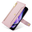 Klopové pouzdro pro Oppo Reno 13 Pro, Wallet Zipper Pocket, růžové