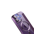 Klopové pouzdro pro iPhone 14 Pro Max, RFID Wallet MagSafe CamShield, fialové