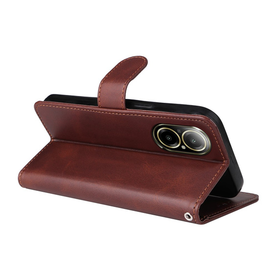 Klopové pouzdro pro Realme C67, Leather Wallet, hnědé
