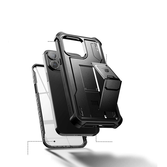 Pancéřové pouzdro pro iPhone 14 Pro Max, Dexnor Full Body, černé