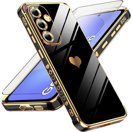 Pouzdro pro Samsung Galaxy A36, Electro heart, černé + sklo 9H