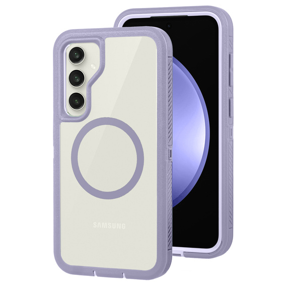 Pouzdro s rámečkem pro Samsung Galaxy S23 FE, pro MagSafe, transparentní / fialové