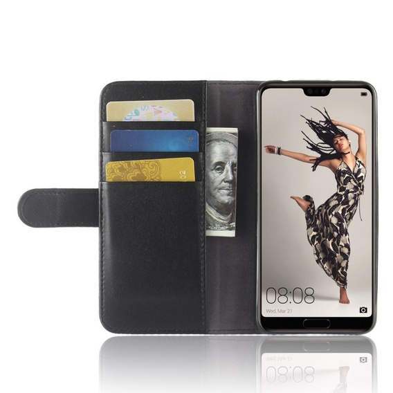 Flipové pouzdro Split Leather Wallet pro Huawei P20 Pro, Split Leather Wallet, černé