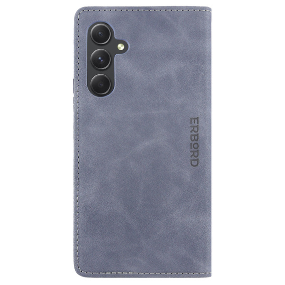 Pouzdro pro Samsung Galaxy A54, ERBORD Vintage peněženka s klopou, šedé