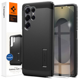 Pouzdro Spigen pro Samsung Galaxy S25 Ultra, Tough Armor Mag MagSafe, černé + 9H tvrzené sklo