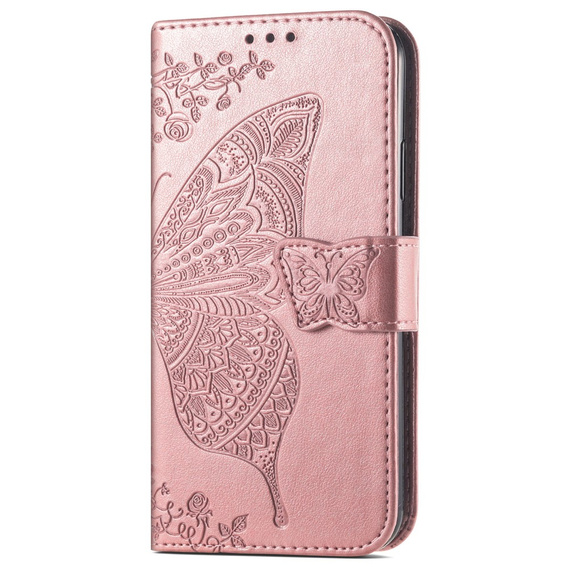 Klopové pouzdro pro Motorola Moto G73 5G, Butterfly, růžové rose gold