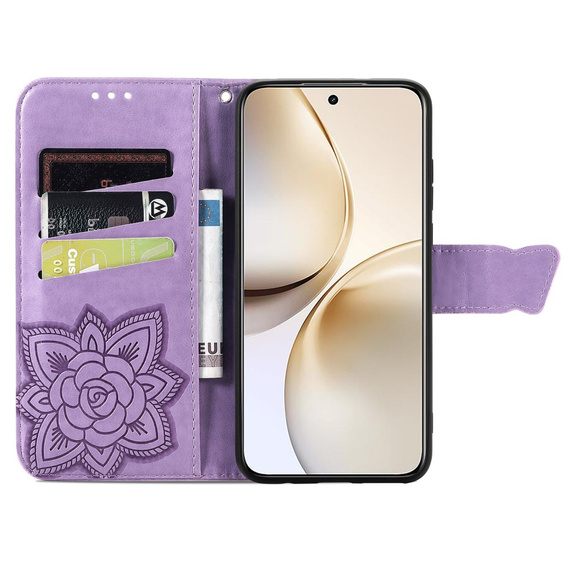 Klopové pouzdro pro Realme 14 Pro 5G, Butterfly, fialové