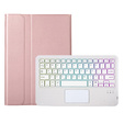 Pouzdro s podsvícenou bluetooth touchpad klávesnicí pro iPad 10.9" 2022 (10 gen.), růžové