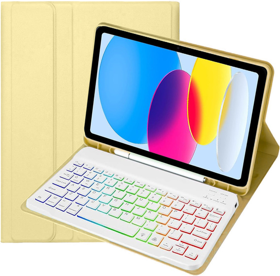 Pouzdro s podsvícenou bluetooth klávesnicí pro iPad 10.9 2022 (10 gen.), žluté