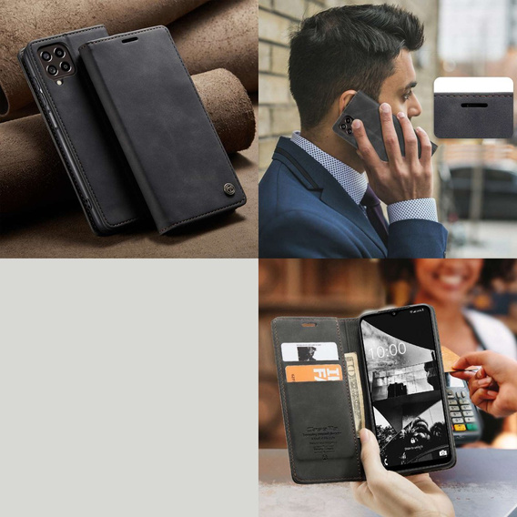 Pouzdro CASEME pro Samsung Galaxy M33 5G, Leather Wallet Case, černé