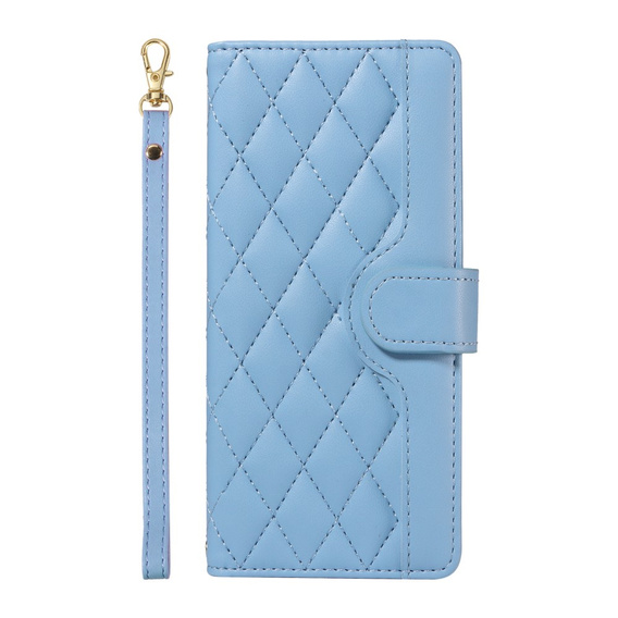 Pouzdro s klopou pro iPhone 16E, Rhombus Crossbody Leather, modré