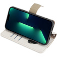 Flipové pouzdro Wallet Zipper Pocket pro iPhone 15 Pro, Wallet Zipper Pocket, se zrcátkem, bílé
