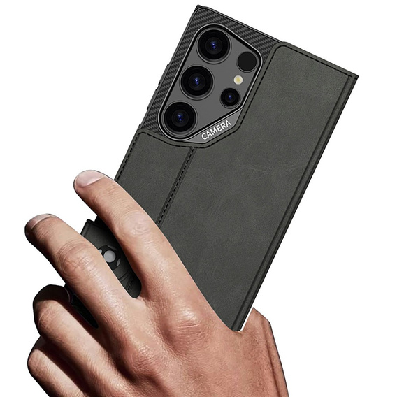 Pouzdro s klopou GKK Card Slot Wallet pro Samsung Galaxy S26 Ultra, karbonově černé