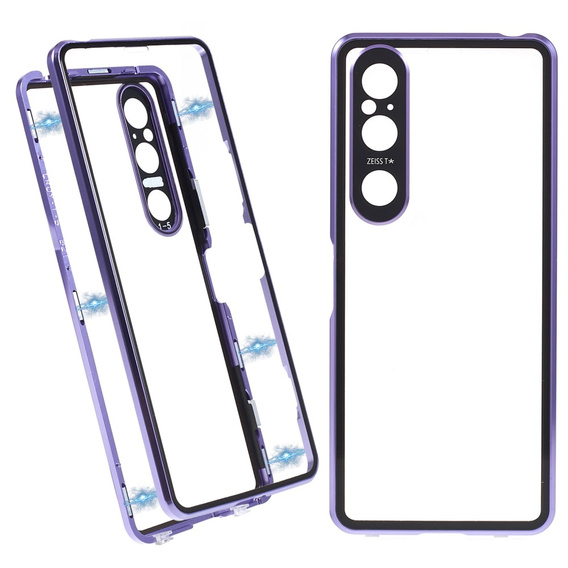 Pouzdro pro Sony Xperia 1 V, Magnetic Dual Glass, fialové