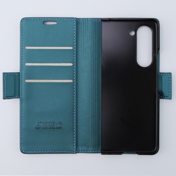 Pouzdro pro Samsung Galaxy Z Fold 5 5G, ERBORD Glossy Litchi, flipová peněženka, zelené